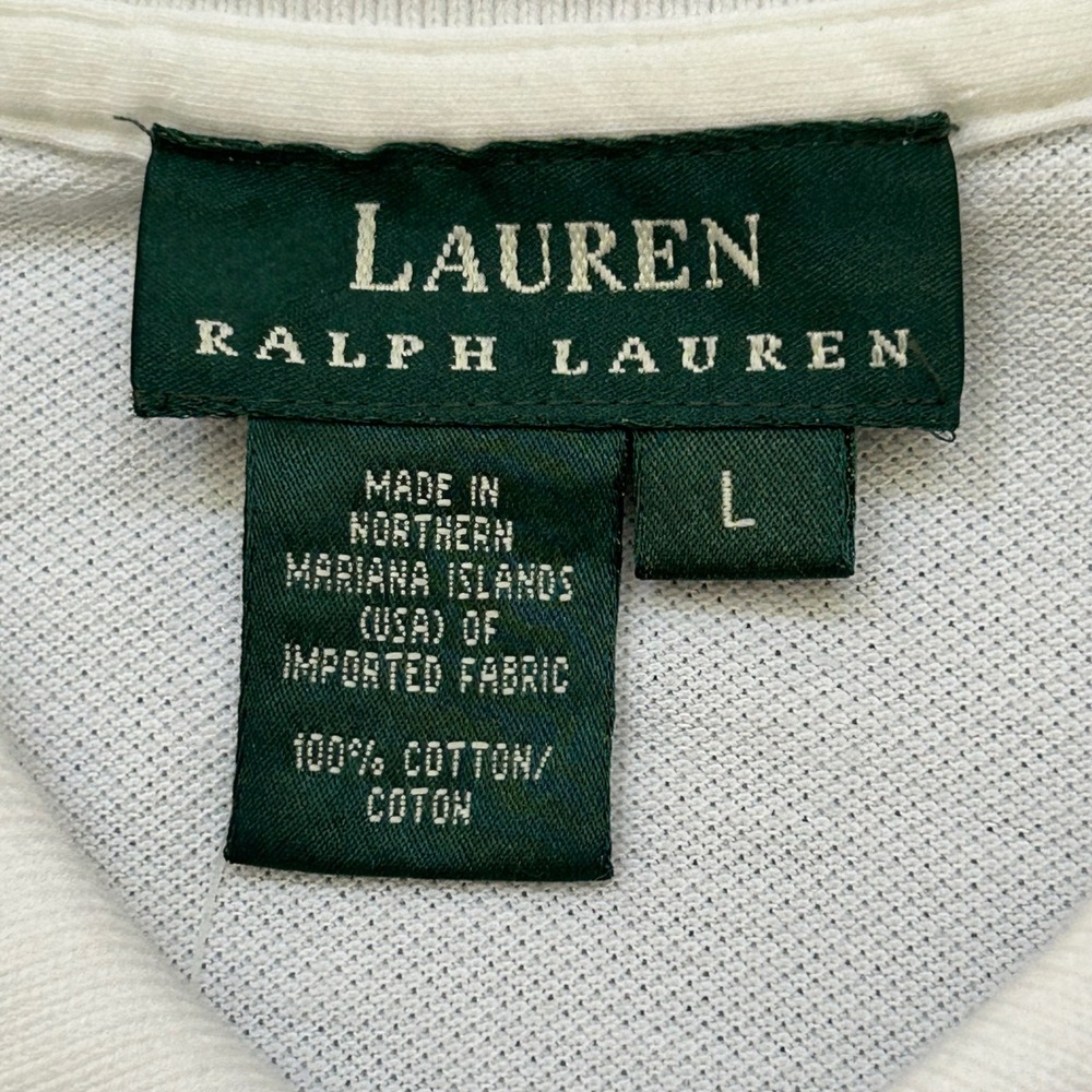 Lauren Ralph Lauren Polo Shirt Women Large White Short Sleeve LRL Logo Pique NWT - Picture 3 of 9